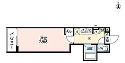 グランクオール日進 1階1Kの間取り
