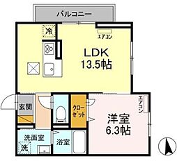 D-ROOM弁天3丁目A 1LDKの間取図画像