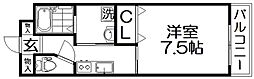シャンテー長尾 1Kの間取図画像