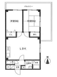 竹の塚ローヤルコーポ 2LDKの間取図画像