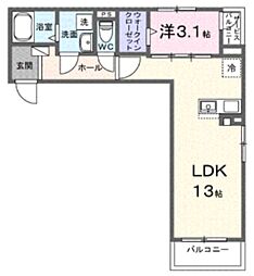 ヒカルサ川越霞ヶ関 1LDKの間取図画像