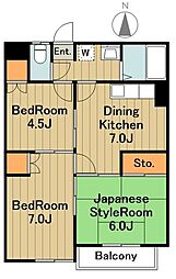 サンヒルズマンション 3DKの間取図画像
