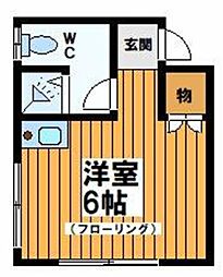 吉田アパート 2階ワンルームの間取り
