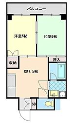 KODAヒルズ四つ木 3階2DKの間取り