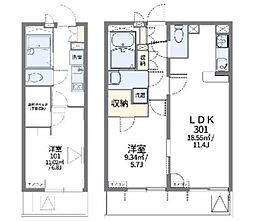 レオパレスフォーレスト2 1Kの間取図画像