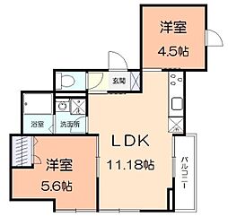 ブルーロータス 2LDKの間取図画像