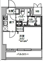 S-RESIDENCE八丁堀una 1Kの間取図画像