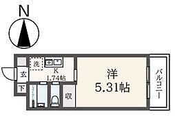 パールハイツ向ヶ丘 1Kの間取図画像