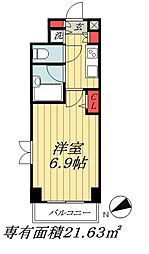 東京メトロ東西線 浦安駅 徒歩9分の賃貸マンション 1階1Kの間取り