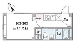 サンキャピタル北新宿 1Kの間取図画像