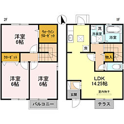 アリビオ黒田 2階3LDKの間取り