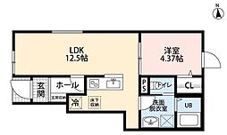 リーブルファイン八王子本町 1LDKの間取図画像