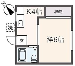 グリーンハイツ 1階1Kの間取り