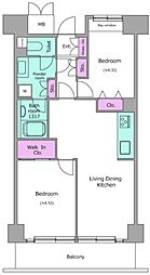 レジディア芝浦 9階2LDKの間取り