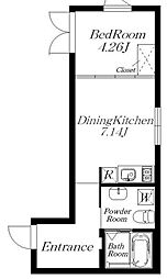 ALERO千石 4階1DKの間取り