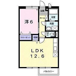 シャルム岩出 1LDKの間取図画像