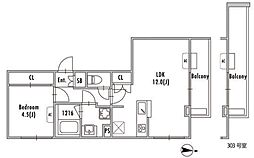 GRANPASEO 阿佐ヶ谷II 1LDKの間取図画像