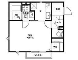 LeChantehomeチガサキ 1Kの間取図画像