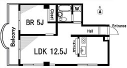 ドムール白金 1LDKの間取図画像