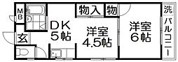 ヴィレッジ香里 2DKの間取図画像