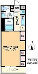 リブリ-K1 1Kの間取図画像