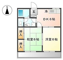 ハイムマルセン 1階2DKの間取り