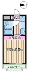 第五セントラルコーポ ワンルームの間取図画像