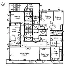 麻布テラスアパートメント 8階5SLDKの間取り