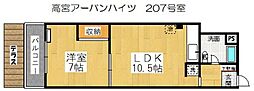 高宮アーバンライフ 1LDKの間取図画像