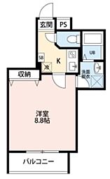 ガーデンフォレスト親水公園 2階1Kの間取り