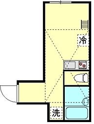 グラン・ポゾ大井町 1階ワンルームの間取り