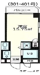 サロン・ボン・グウ 3階ワンルームの間取り