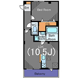 アネックス小杉 1階1LDKの間取り