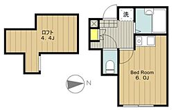 リヴェール橋本 2階1Kの間取り