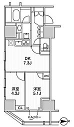 ザ・ライオンズフォーシア町屋 2DKの間取図画像