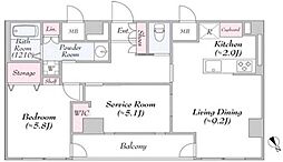 ヴァンテ・アン神楽坂 8階1SLDKの間取り