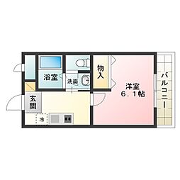 JR阪和線 鳳駅 徒歩7分の賃貸マンション 1階1Kの間取り