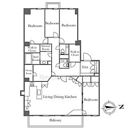 広尾ガーデンヒルズJ棟 4LDKの間取図画像