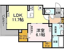 セレスティア祖師谷 2階1LDKの間取り