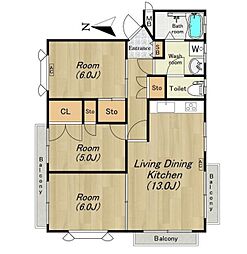 高輪第一ハイツ 3LDKの間取図画像
