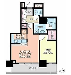 ベイクレストタワー 26階1LDKの間取り
