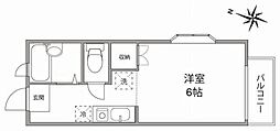 アイビーコート 1Kの間取図画像