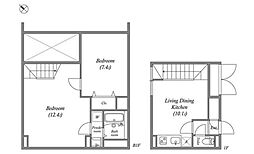 リーガランド早稲田南 1階2LDKの間取り