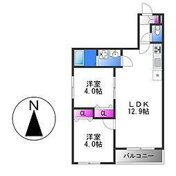 JR片町線(学研都市線) 放出駅 徒歩5分の賃貸アパート 1階2LDKの間取り