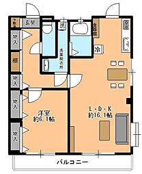 栄マンション 3階1LDKの間取り