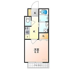 フォルジェ嵐山 2階1Kの間取り