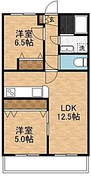 グランピリエ 3階2LDKの間取り