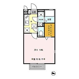 京王相模原線 京王堀之内駅 徒歩9分の賃貸アパート 1階1Kの間取り