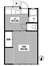 ハイム宮仲 1階1Kの間取り