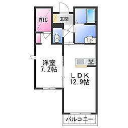シャーメゾングレース堀止 1LDKの間取図画像